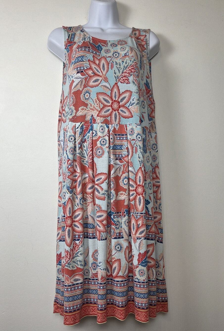 J.Jill XL Petite Floral Sleeveless Rayon Stretch Fit & Flare Dress